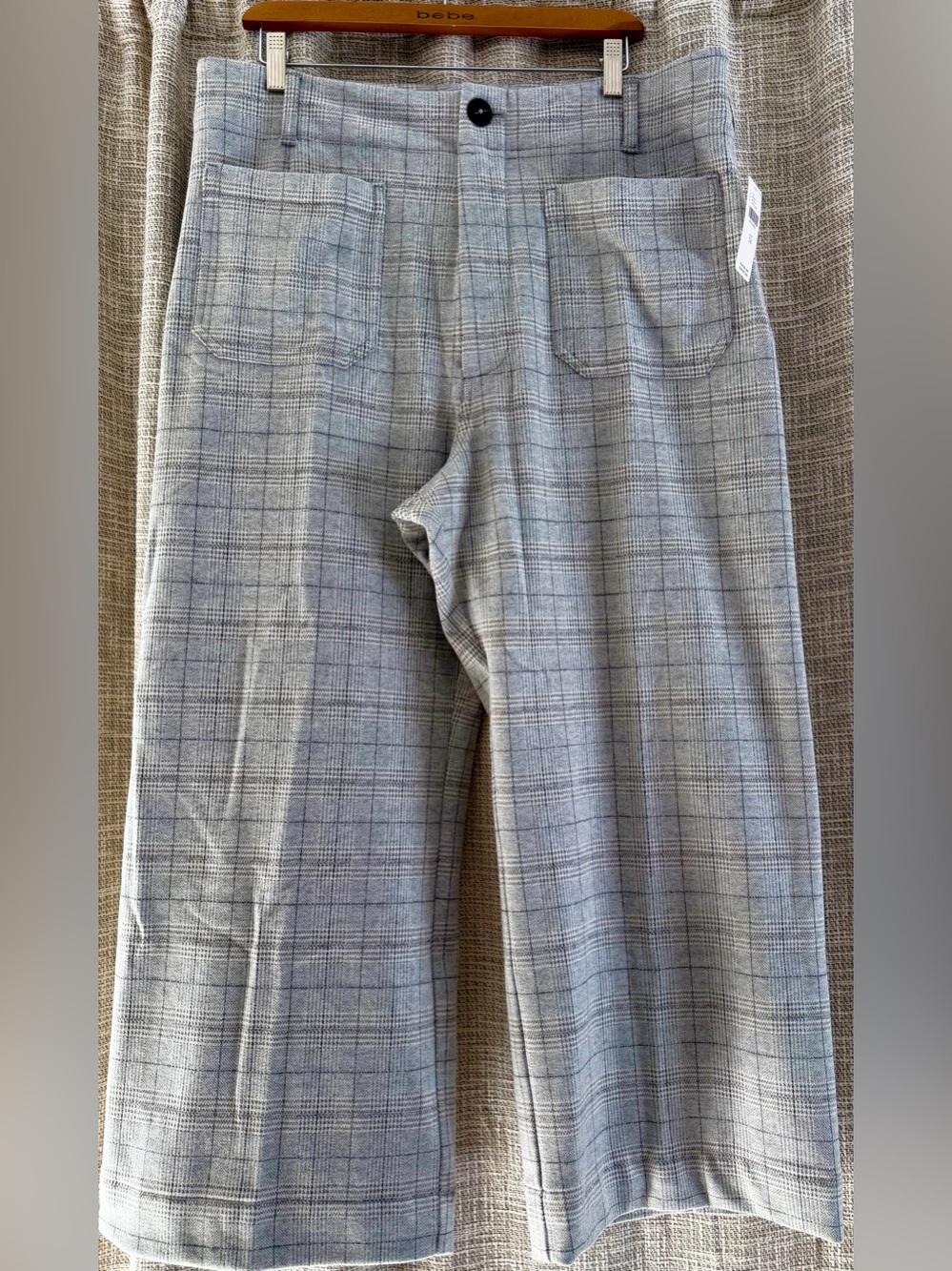 Anthropologie Maeve Colette Gray Plaid Wide Leg Pants NWT size 34